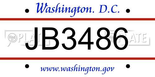 JB3486 District Of Columbia License Plate