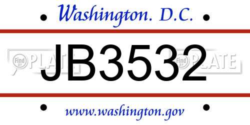 JB3532 District Of Columbia License Plate