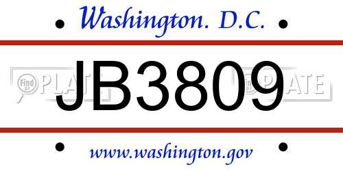 JB3809 District Of Columbia License Plate