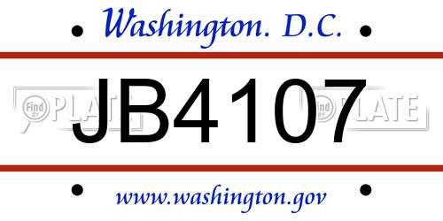 JB4107 District Of Columbia License Plate