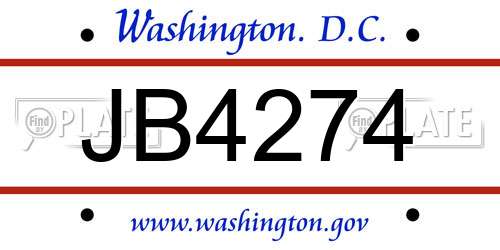 JB4274 District Of Columbia License Plate