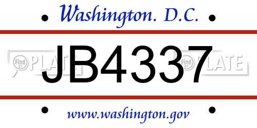 JB4337 District Of Columbia License Plate