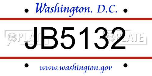 JB5132 District Of Columbia License Plate