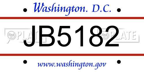 JB5182 District Of Columbia License Plate
