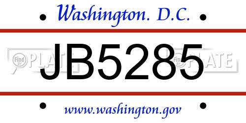 JB5285 District Of Columbia License Plate