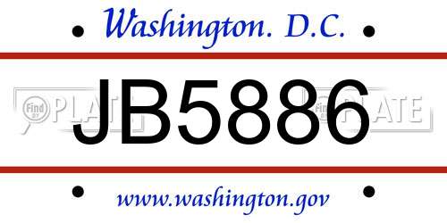 JB5886 District Of Columbia License Plate