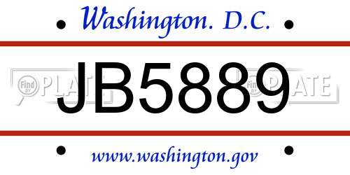 JB5889 District Of Columbia License Plate