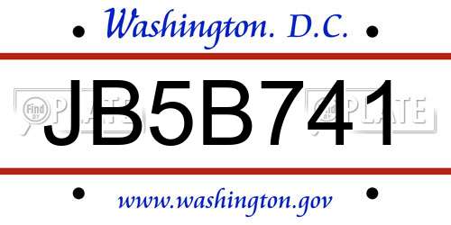 JB5B741 District Of Columbia License Plate