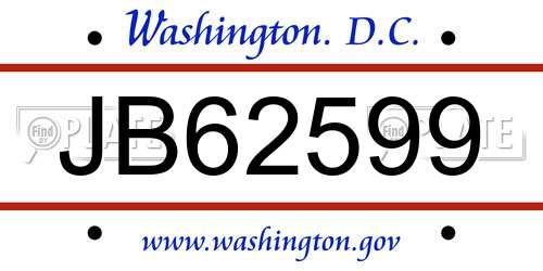JB62599 District Of Columbia License Plate