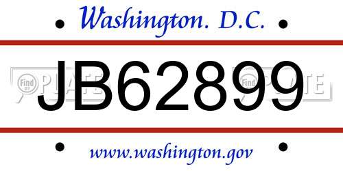 JB62899 District Of Columbia License Plate