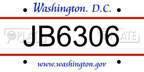 JB6306 District Of Columbia License Plate