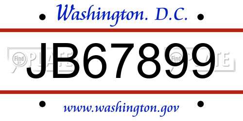 JB67899 District Of Columbia License Plate