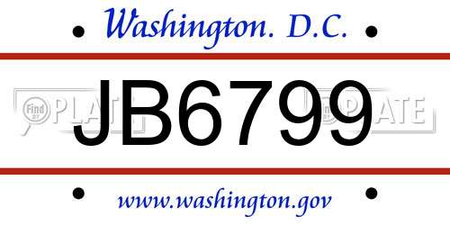 JB6799 District Of Columbia License Plate