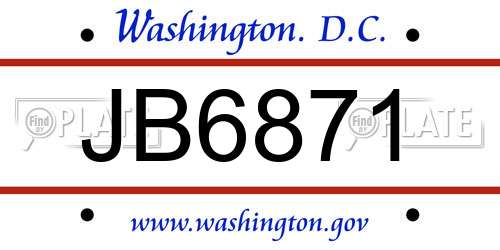 JB6871 District Of Columbia License Plate