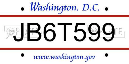 JB6T599 District Of Columbia License Plate