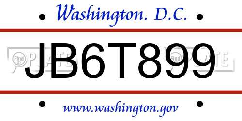 JB6T899 District Of Columbia License Plate