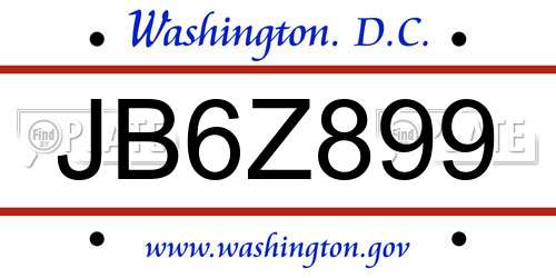 JB6Z899 District Of Columbia License Plate