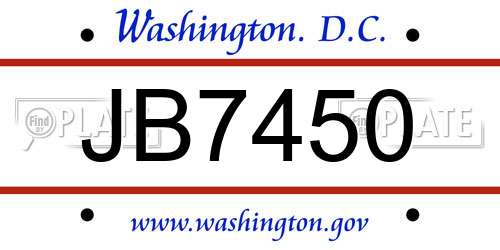JB7450 District Of Columbia License Plate
