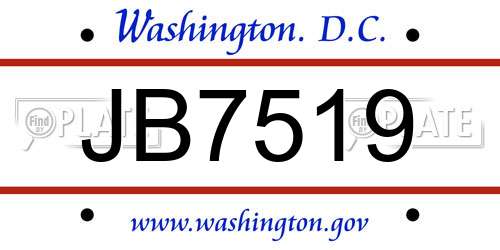 JB7519 District Of Columbia License Plate