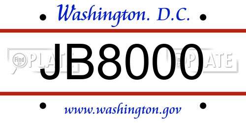 JB8000 District Of Columbia License Plate