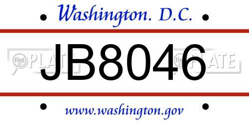 JB8046 District Of Columbia License Plate