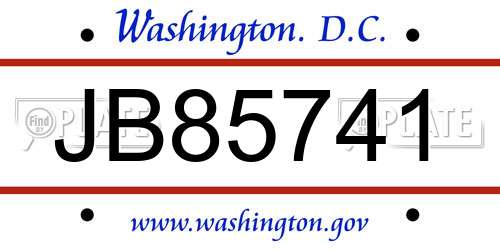 JB85741 District Of Columbia License Plate