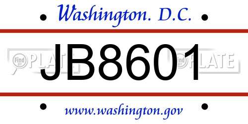 JB8601 District Of Columbia License Plate