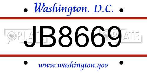 JB8669 District Of Columbia License Plate