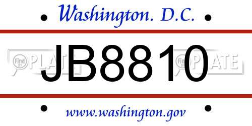 JB8810 District Of Columbia License Plate