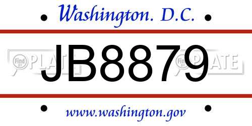 JB8879 District Of Columbia License Plate