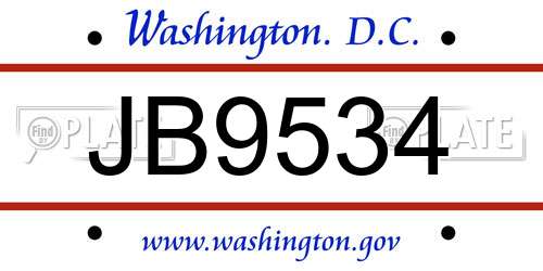 JB9534 District Of Columbia License Plate