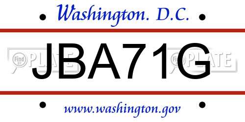 JBA71G District Of Columbia License Plate