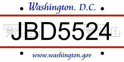 JBD5524 District Of Columbia License Plate