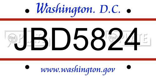 JBD5824 District Of Columbia License Plate