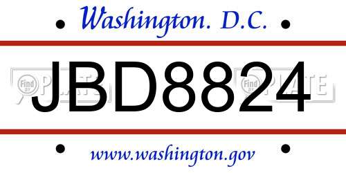 JBD8824 District Of Columbia License Plate