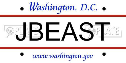 JBEAST District Of Columbia License Plate
