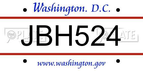 JBH524 District Of Columbia License Plate