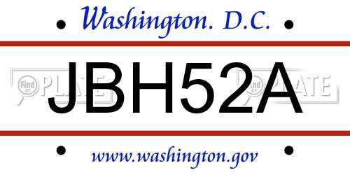 JBH52A District Of Columbia License Plate