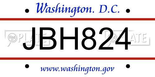 JBH824 District Of Columbia License Plate