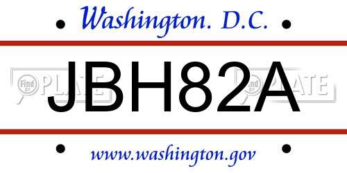 JBH82A District Of Columbia License Plate
