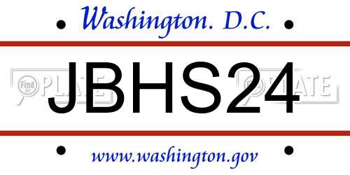 JBHS24 District Of Columbia License Plate