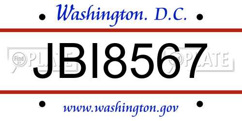 JBI8567 District Of Columbia License Plate