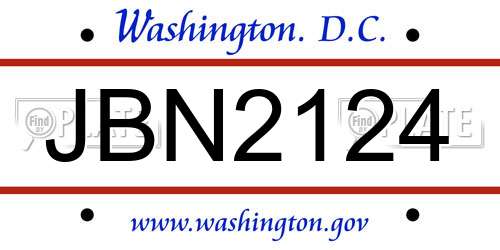 JBN2124 District Of Columbia License Plate