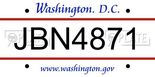 JBN4871 District Of Columbia License Plate