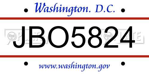 JBO5824 District Of Columbia License Plate