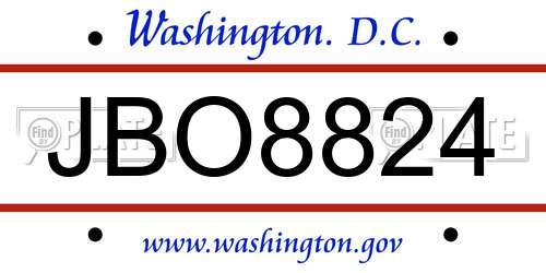 JBO8824 District Of Columbia License Plate
