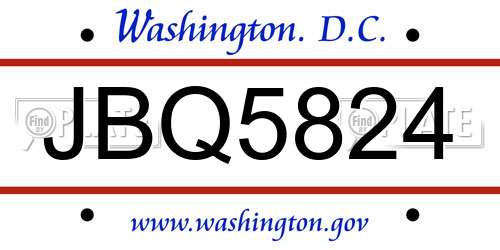 JBQ5824 District Of Columbia License Plate