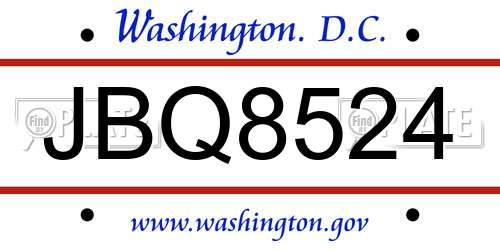 JBQ8524 District Of Columbia License Plate