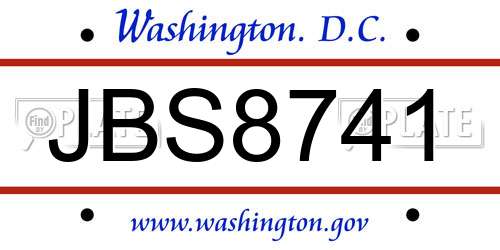 JBS8741 District Of Columbia License Plate