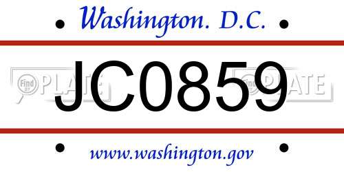 JC0859 District Of Columbia License Plate